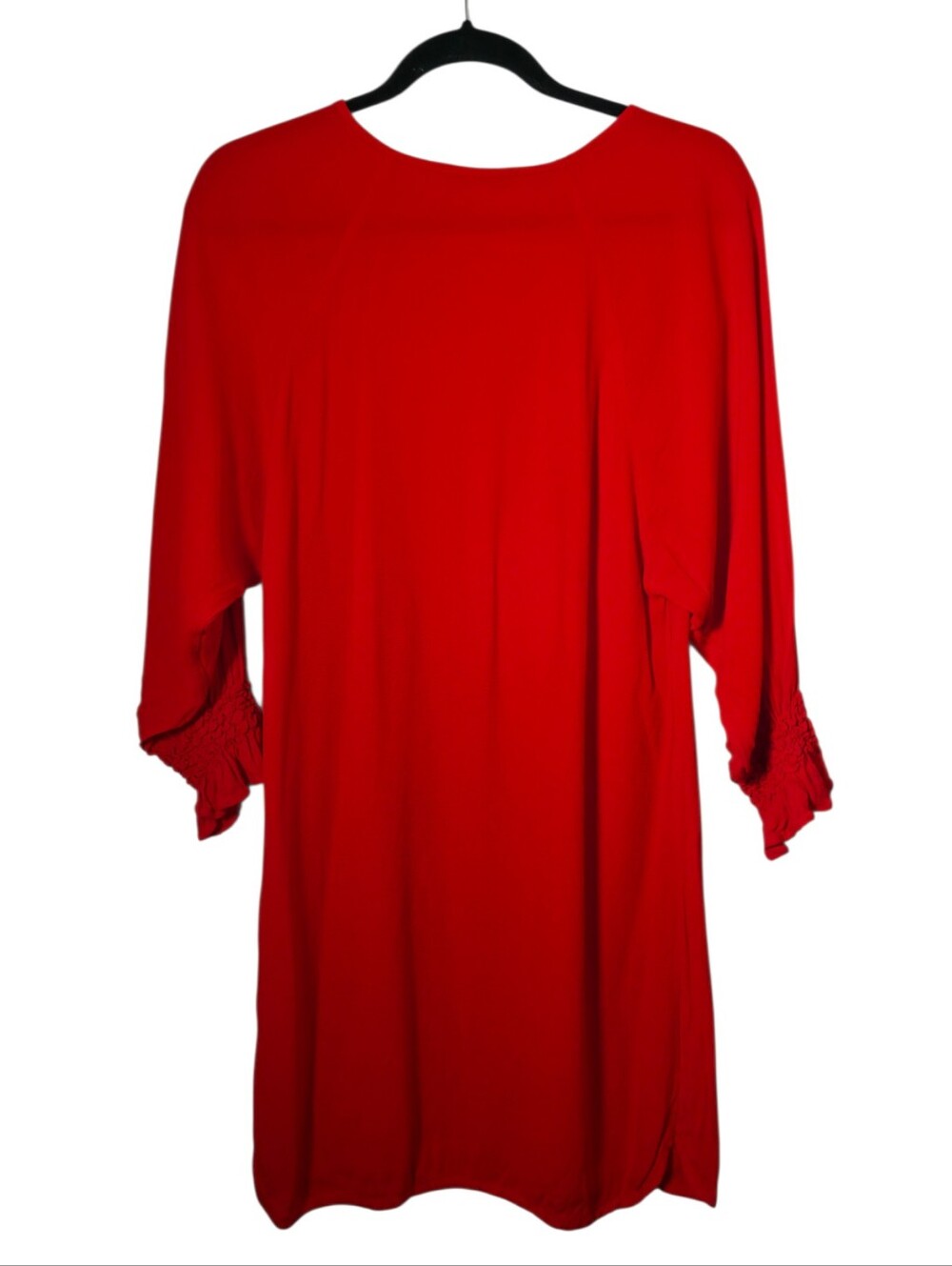 Maje Bright Red Long-Sleeve Ruffle Cuff Dress - Picture 3 of 8